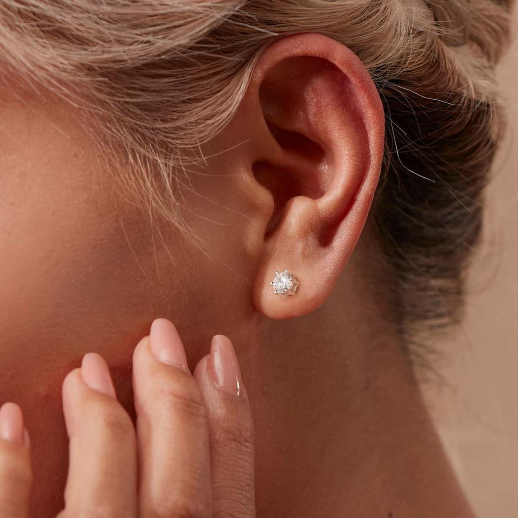 MomentWish Moissanite 1 karat øredobber Øredobber Hypoallergene øredobber D Farge VVS1 Simulerte diamantøredobber 5 mm øredobber, Kvinner Kvinner Kvinner