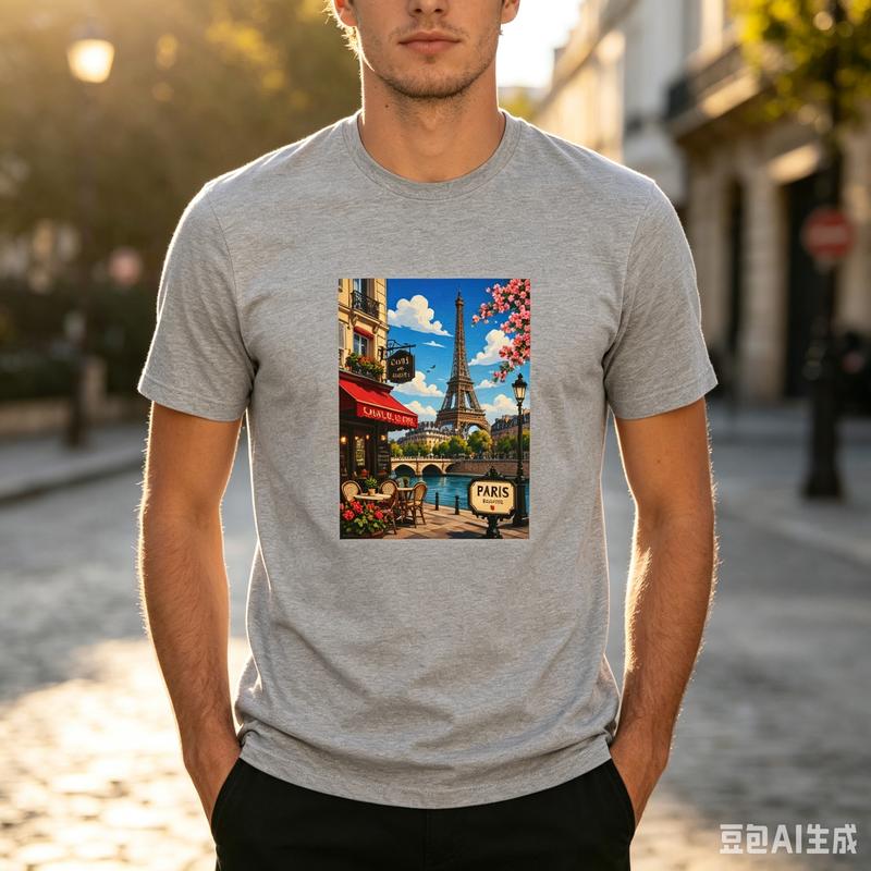 Vintage Paris France Tee Eiffel Tower Cafe Street Travel Print Unisexs Unisexs Casual Short Sleeve T Shirt Harajuku Y2k Top