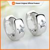 Huitan Trendy Small Circle Hoop Earrings with Star Cubic Zirconia Crystal Silver Color Fancy Earrings for Women Wedding Jewelry