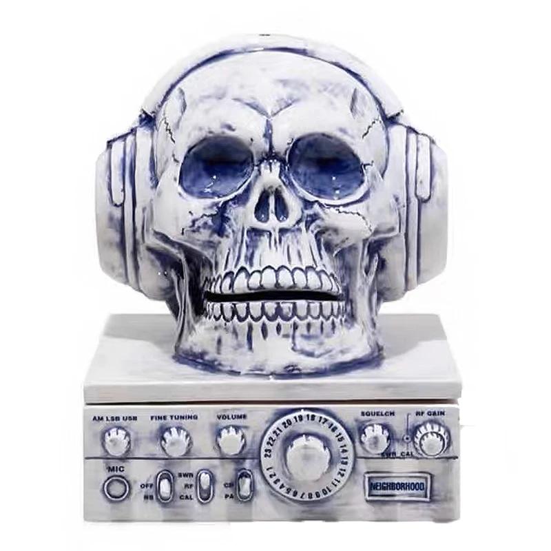 

Creative Skull Ornaments Art Figurines Retro Sculptures Tabletop Skeleton Luxury Home Decor Cool Stuff All Saints Day Gifts синий