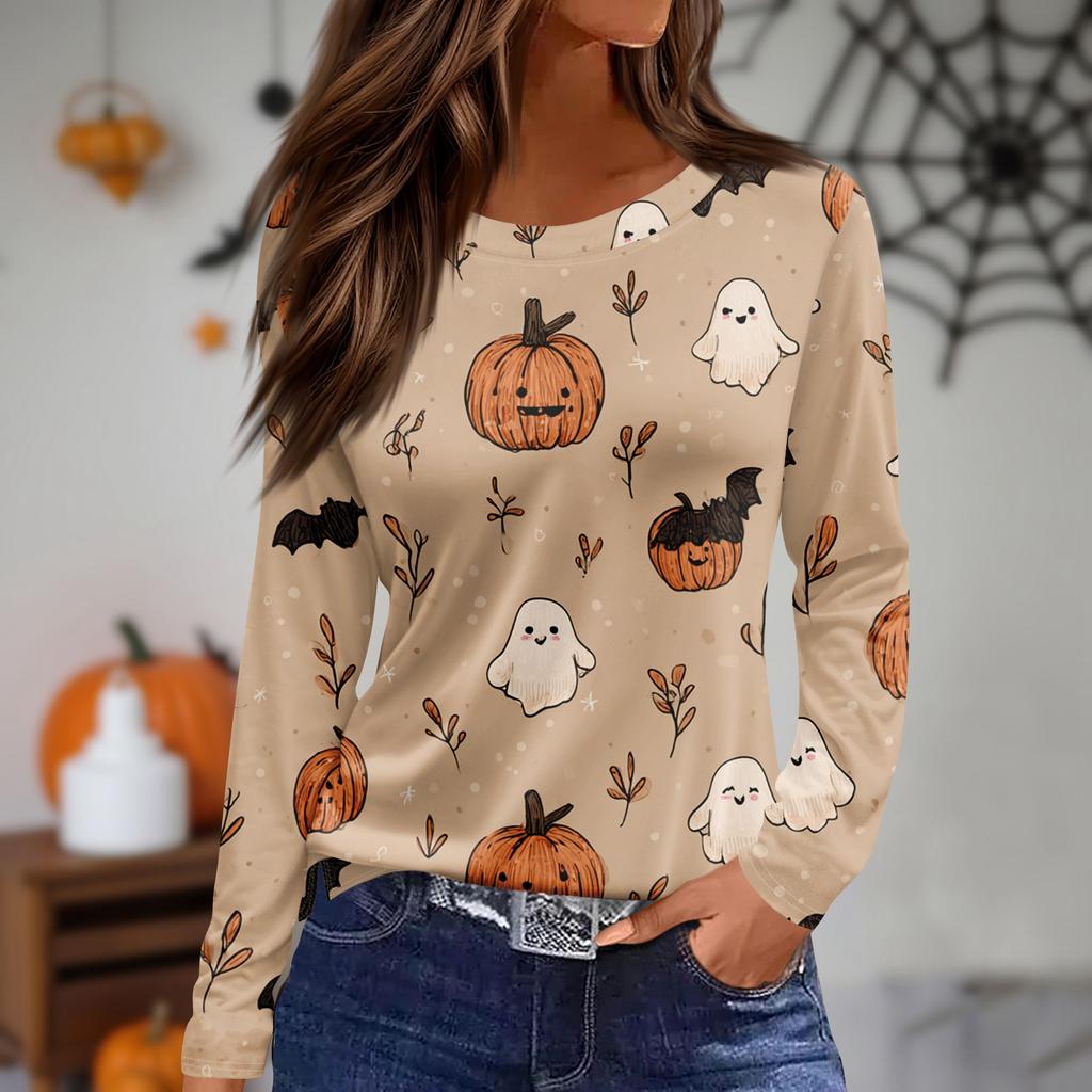 Women's Daily Casual Long-sleeved Printed O-neck Top