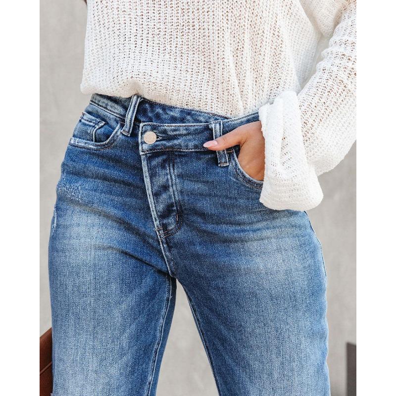 VEZFAA Women's Fashion Casual Solid Color Print High Waist Trousers Pants & Capris