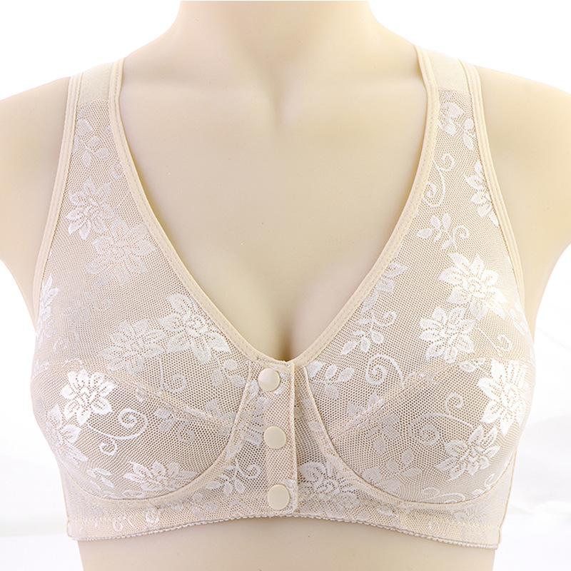 

Женский повседневный бюстгальтер с цветочным принтом спереди, нижнее белье среднего возраста, бюстгальтер без косточек 44/100 бежевый