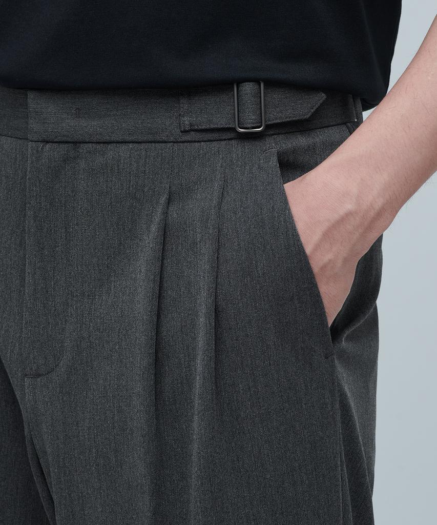 MUSINSA STANDARD Side Adjust Two-Tuck Wide Slacks [Medium Gray]