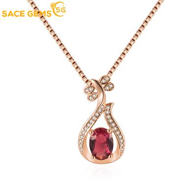 Women Necklace Pendant Copper Alloy Red Zircon Fashion Gift Christmas Gift