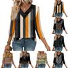 Womens 3/4 Sleeve Daily Weekend V Neck Casual Printed Tshirts Loose Fit Pleated Tees Button Down Shirts