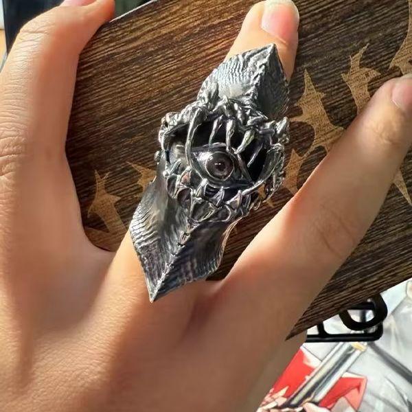 Vintage Movable Eye Tooth Armor Joint Ring Gothic Dark Unique Design Adjustable Knuckle Ring for Men jewelry gift