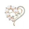 Koreanische Perlen-Diamant-Herzbrosche – Pfirsichherz-Anstecknadel für Kragen und Schalschnalle