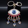 Turkish Lucky Blue Eye Keychain for Women Men Gold Color Metal Hamsa Hand Pendant Charms Bag Car Key Chain Ring Jewelry K9027S01