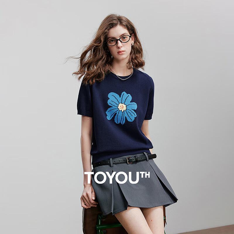 

Chuyu Women s 2025 Summer Meconopsis Jacquard Cotton Knit Top L