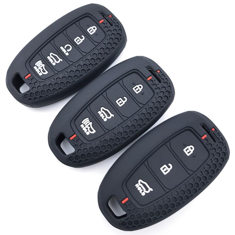 Silicone Auto Smart Key Fob Cover Case Fit For Hyundai Palisade Limited Palisade Sel Elantra Sel Elantra Santa Fe Veloster