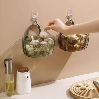 Onion Ginger And Garlic Storage Basket Kitchen Garlic Storage Basket No Punching Wall Hanging Spices Ginger Garlic Wall Storage
