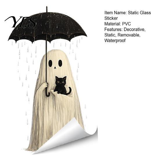 Seasonal Glass Stickers Halloween Witch/Ghost Window Clings, Removable Static Stickers, Waterproof PVC Decals, Fall Festival Ornaments Decorative for
