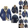 Men's Jean Jacket With Fur Collar Lined Winter Warm Casual Denim Coat M-6xl