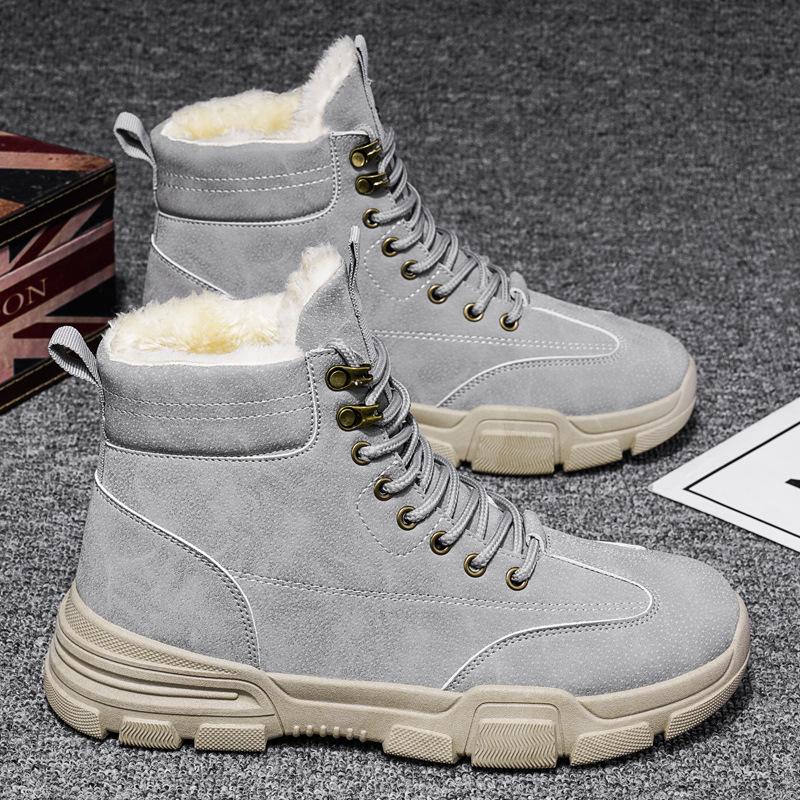 

Мужские повседневные зимние ботинки для снега, мужские модные кроссовки, студенческие высокие туфли, походная обувь, популярная мужская вулканизированная обувь 44 серый