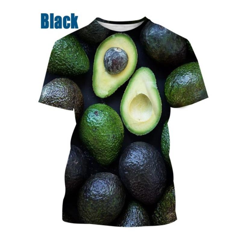 Fruit 3D Printed Short Sleeved T-shirt Summer Breathable polyester Simple Round Neck Top