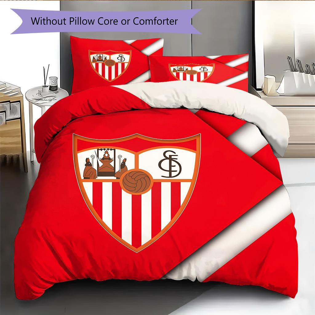 Sevilla FC Patrón Juego de Ropa de Cama Colcha Decoración del Hogar Regalo (1 funda nórdica + 2 fundas de almohada sin relleno.)
