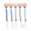Pendant for Newborn Toys Gift New Beech Wooden Heart Beads Baby Pacifier Chain Clip  Silicone Beads Dummy Nipple Holder Teether