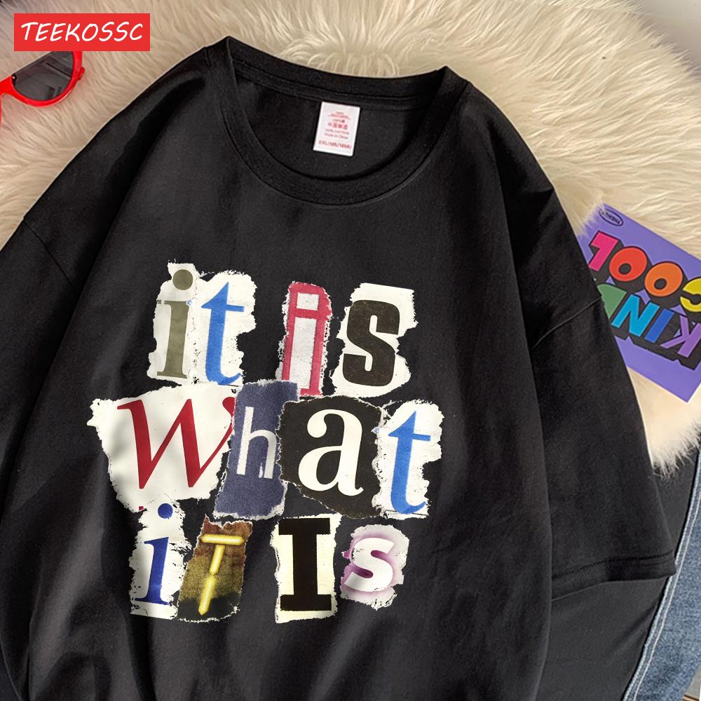 Fashion Cotton WomenS TShirts It Is What Funny Letter Printing Tops Oversize ONeck Soft Short Sleeve Summer Female Clothes
