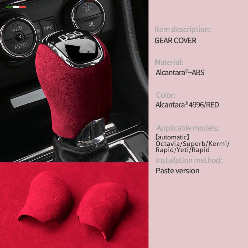 Car Center Console Gear Shift Head Knob Cover Trim For Skoda Octavia Superb Kermi Rapid Yeti Rapid Alcantara Suede Accessories