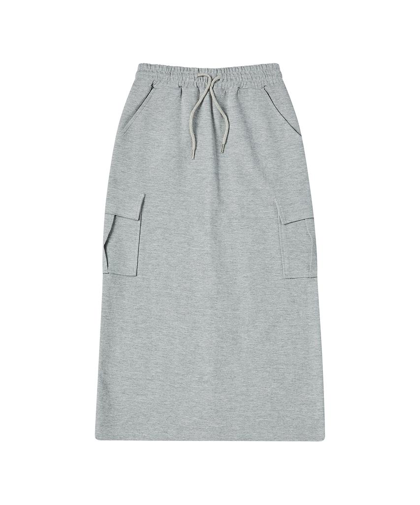 AWESOME STUDIO Cargo Sweat Long Skirt Melange Grey