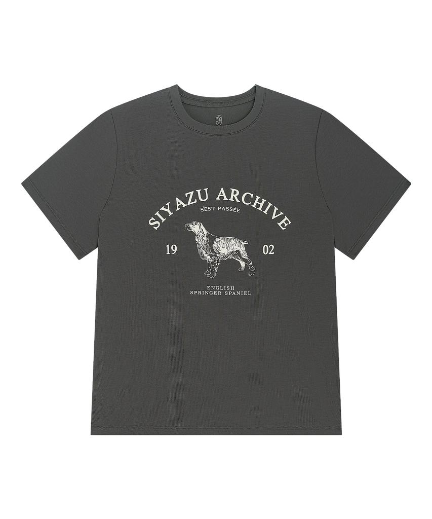 Siyajyu Sitp5191 Archive Houndstooth Print Short Sleeve T-Shirt_Charcoal