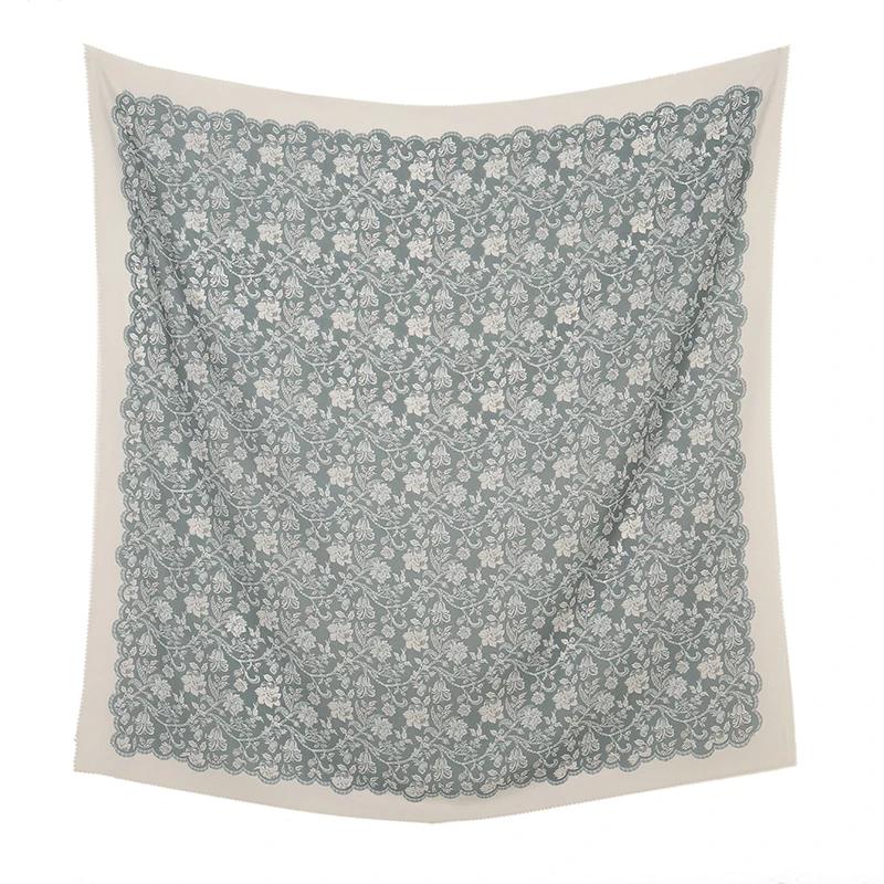 110*110cm Neuer Baumwoll-Leinen-Quadratischer Schal Damen Kopftuch Blumenmuster Halstuch Schals Kopftuch Bandanas Haargummi Stirnbänder