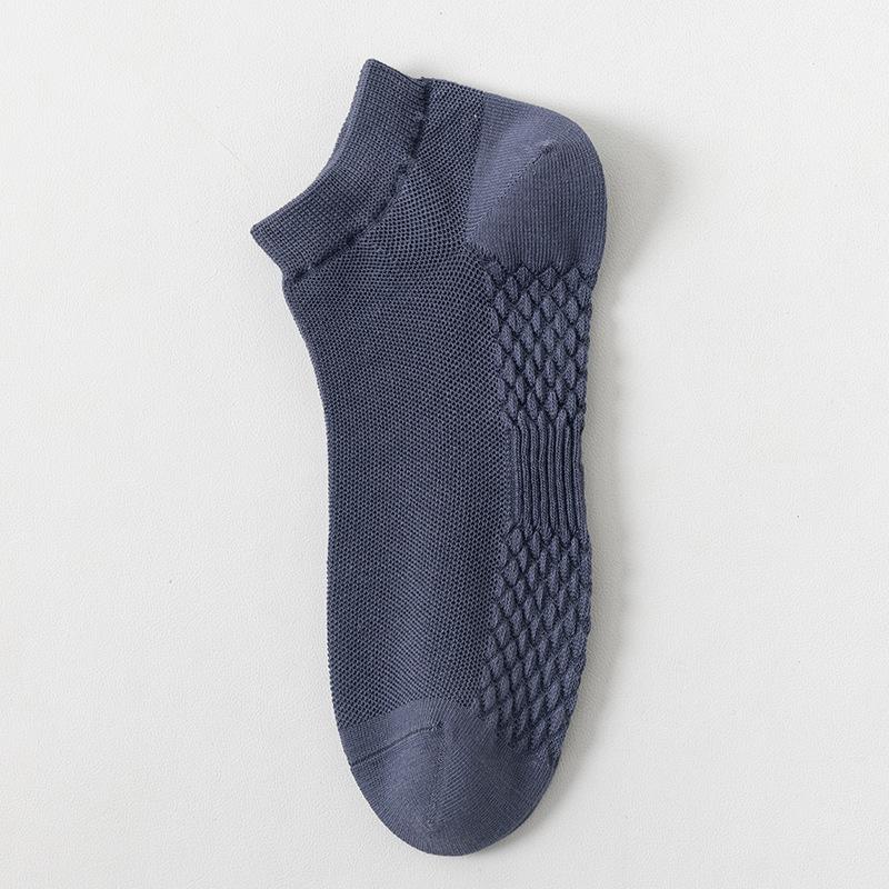 

Мужские весенне-летние ультратонкие сетчатые антибактериальные короткие носки из чистого хлопка, массажная подошва, противоскользящие и влагоотводящие хлопковые носки 1 pair темно-синий
