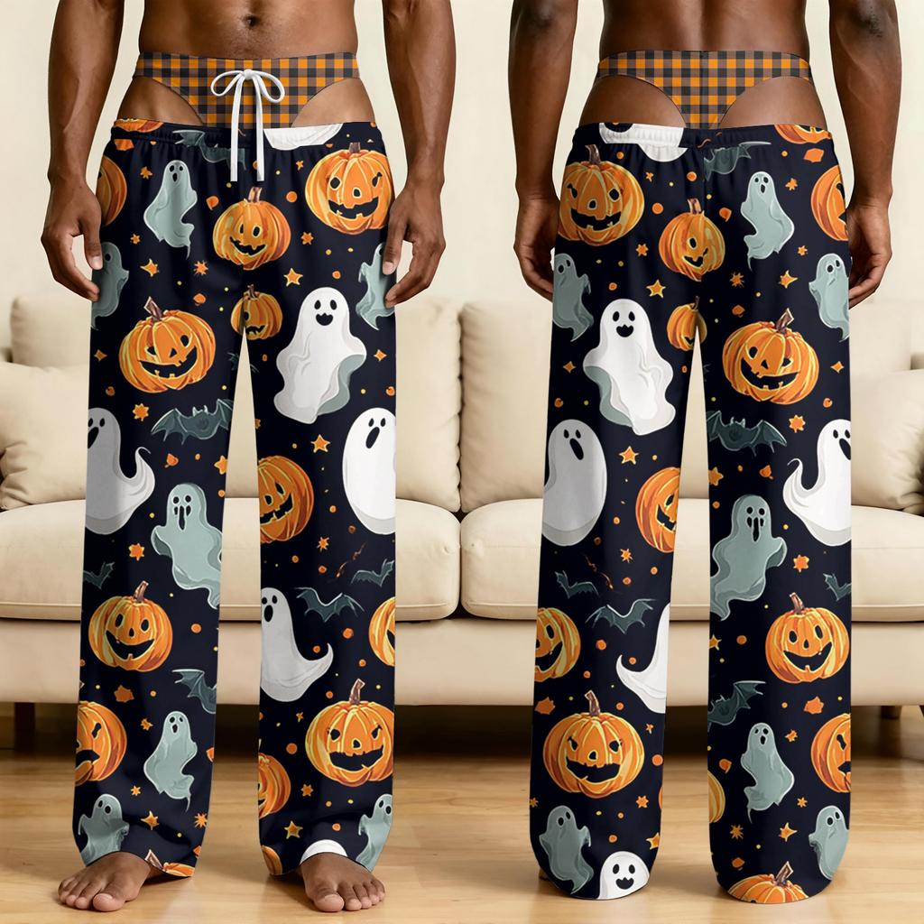 Men's Funny Halloween Pajama Pants with Novelty Underwear Print for Sleep and