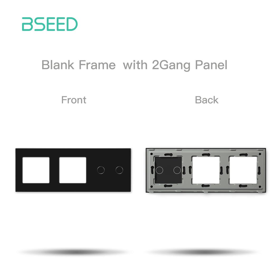 BSEED Double Blank Frame Plus 1/2/3Gang Switch Panels Crystal Glass EU Standard With Metal Plate Front Panel Without Switch