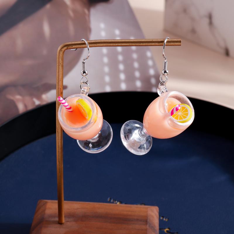 Fashion Resin 3D Drink Cup Drop Earrings for Women Girl Beer Milk Tea Ice Cream Dangle Earrings Jewelry Gift