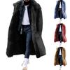 Herren Winter Übermantel Kunstfell Verdicken Lange Ärmel Taschen Einfarbig Warm Midi-Länge Übergröße Knöpfe Outdoor Mantel für Camping