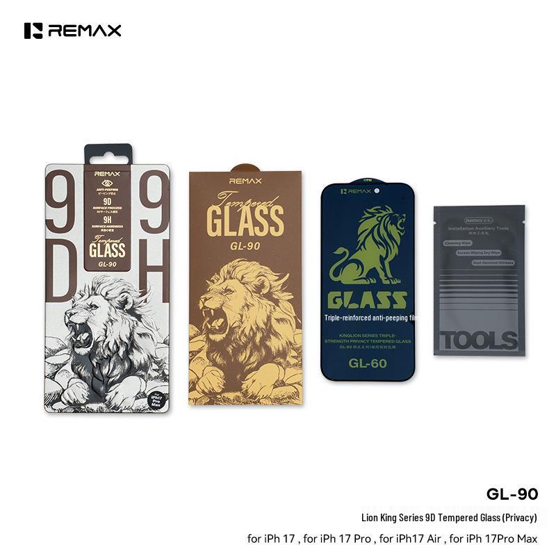 REMAX Lion King 9D Tempered Anti-Peep Screen Protector for Apple 17 Pro Max/16 Pro