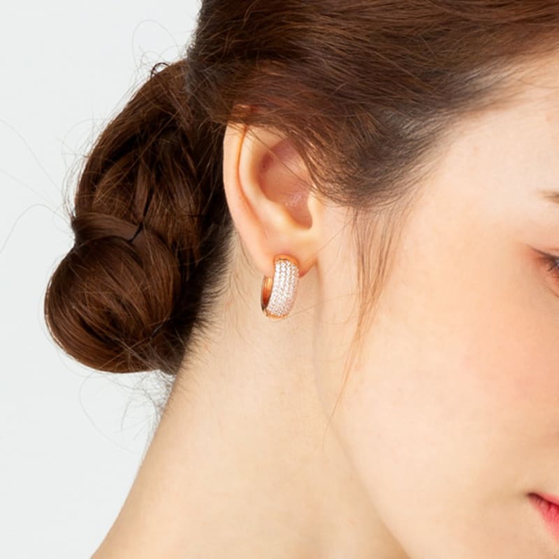 ELLE Jewelry 14K Cubic Bold One-Touch Earrings (Gold Pin) ELGPEE267