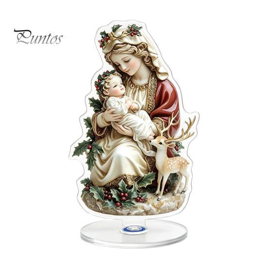 Stable Rotating Base Ornaments Christmas Acrylic 360 Degree Ornament, Double-sided HD UV Printed Angel Figurines Religious 2D Decorative Item