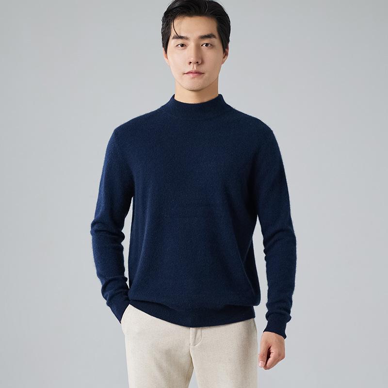 New semi-turtleneck cashmere sweater thickened pullover sweater loose inside with wool base