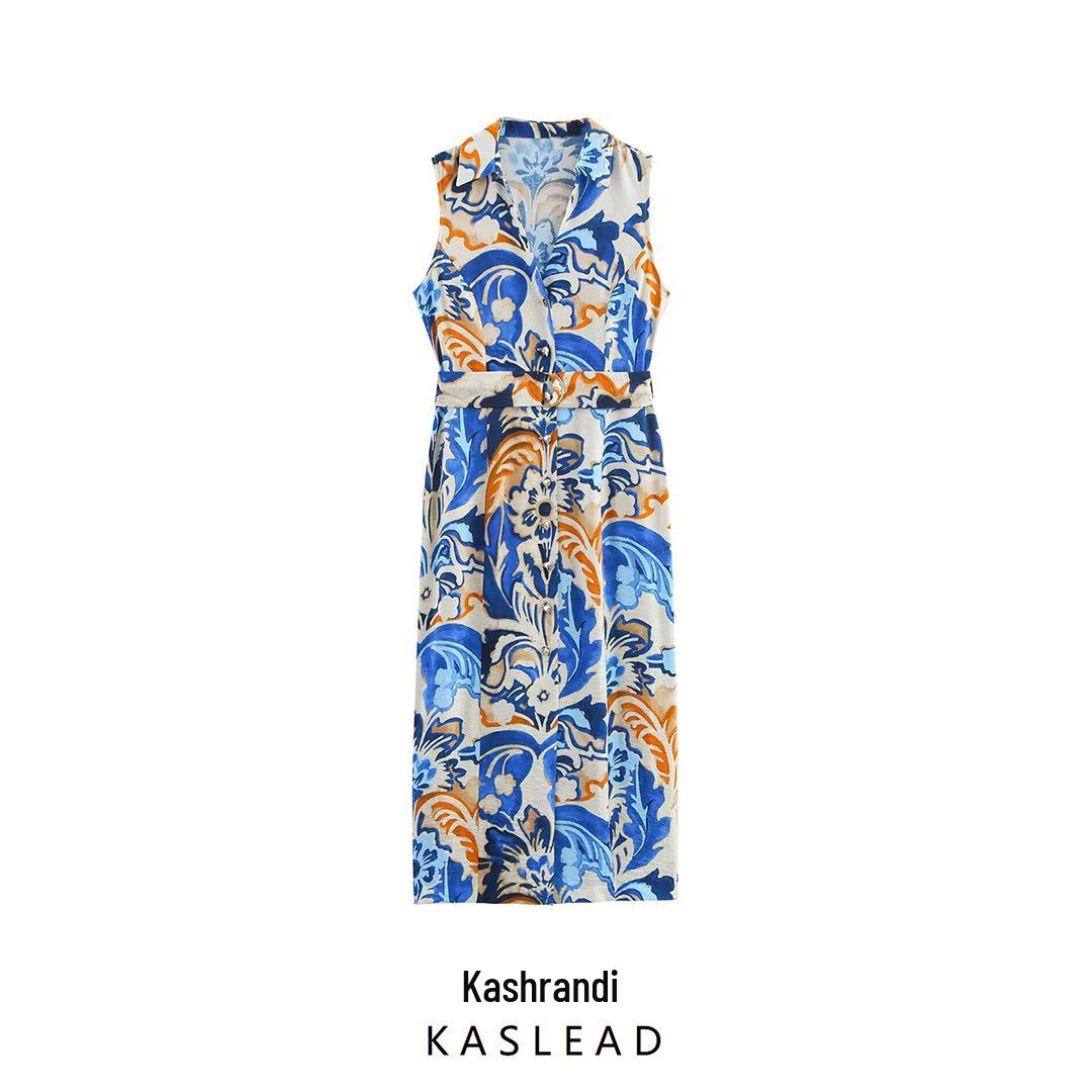 

2025 Spring Women s European & American Style Slimming Print Midi Skirt XS квітковий колір друку