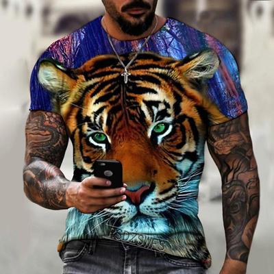 Νέο Καλοκαιρινό Ανδρικό Μοντέρνο T-shirt Προσωπικότητα Τίγρης Τυπωμένο Ανδρικό T-shirt Τοπ