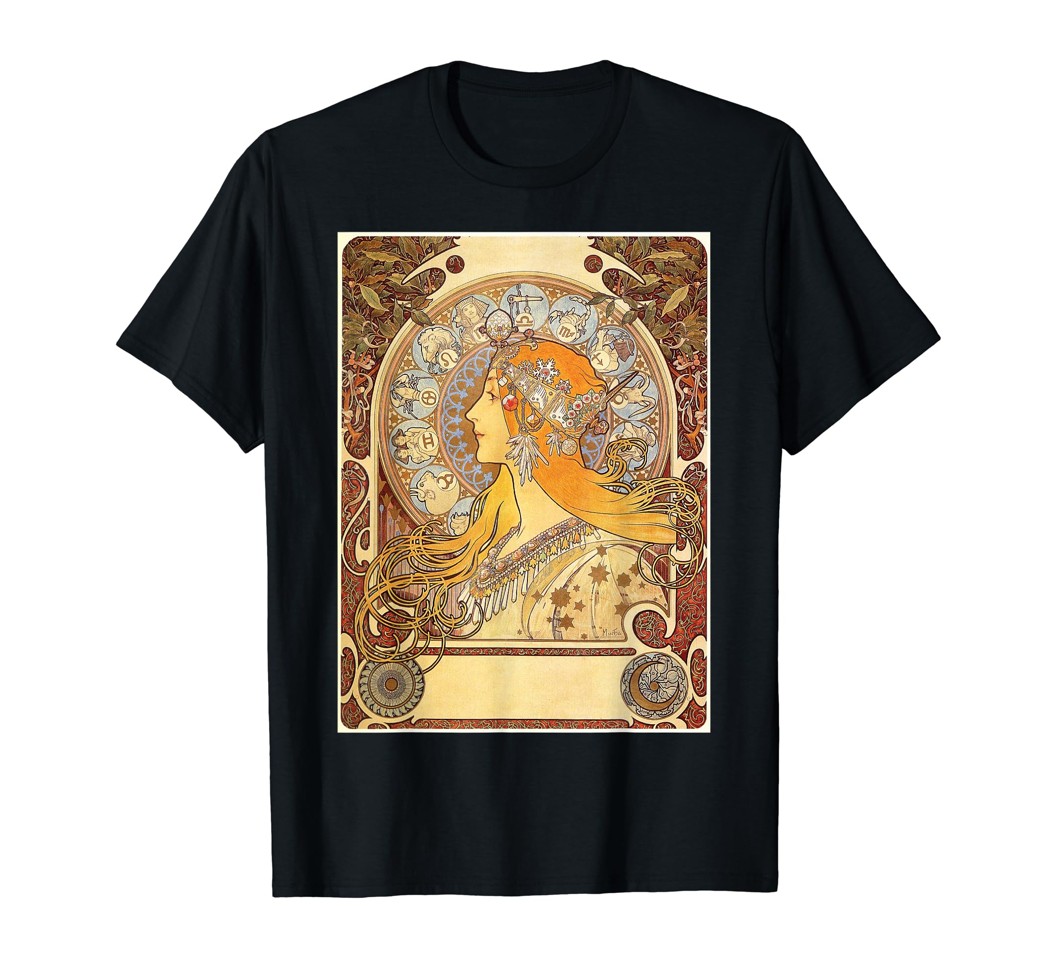 Art Nouveau Zodiac Mucha Beautiful and Elegant Woman T-Shirt
