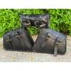 Combo Pack Of 3 Real Black Leather Motorcycle Saddle Bags 3 Side Pouch Panniers