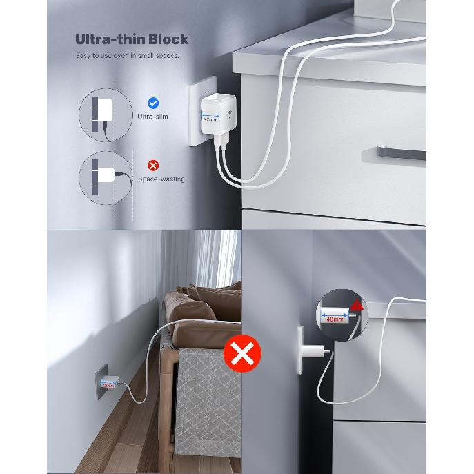 XUDUO USB C Wall Charger, 40W 4-Port USB C Charger Block, Fast Charging Block Dual Port PD Power Adapter + QC Wall Plug Multiport Type C for iPhone