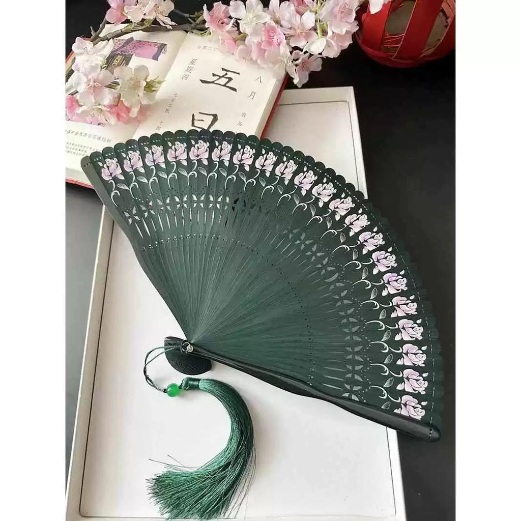 Traditional Style Folding Fan with Hollow Carving, Portable for Men and Women, Suitable for Dance, Hanfu, and Cheongsam, Ideal for Summer