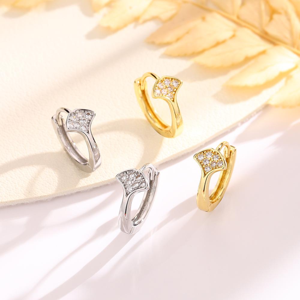 Ginkgo Biloba Zircon Ear Buckle Day Commuter Small Earrings Femininity Super Fairy Fan Leaf Stud Earrings