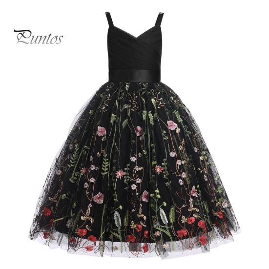 

Платье принцессы для девочки-цветочницы, платье из тюля с оборками, дышащее 5-слойное платье из тюля для свадеб и конкурсов, регулируемое платье на тонких бретельках для детей от 3 до 12 лет 6 Years чёрный