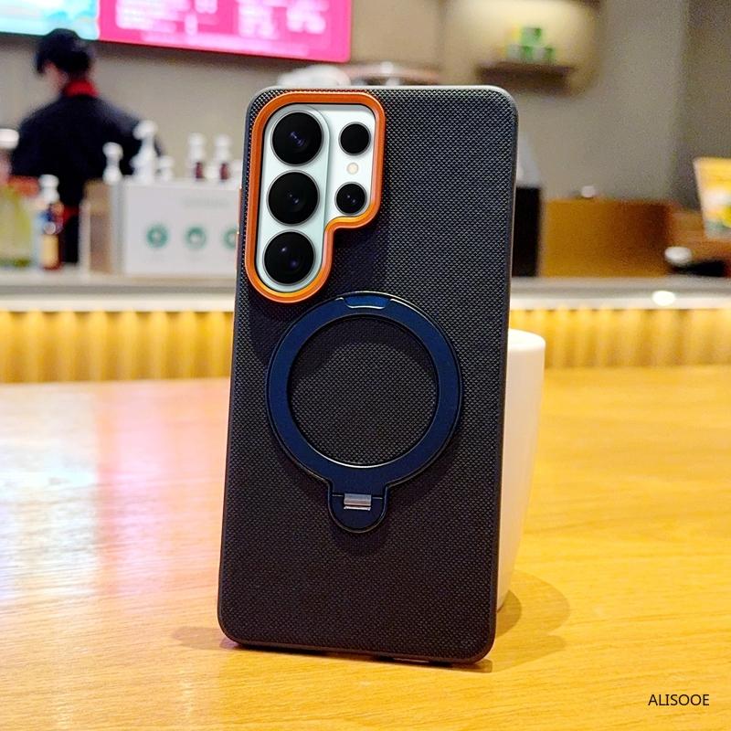 For Samsung Galaxy S26 Ultra S26 Edge S25 S24 Plus Case Magnetic Ring Holder Metal Lens 360° Rotating Ring Stand Protection Capa