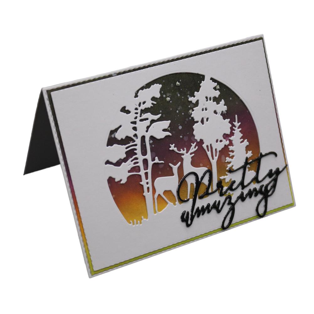 Half Circular Frame Forest Deer Frame Metal Silvery Stencil Embossing Cutting Dies For Diy Scrapbooking Paper Album Cards Making