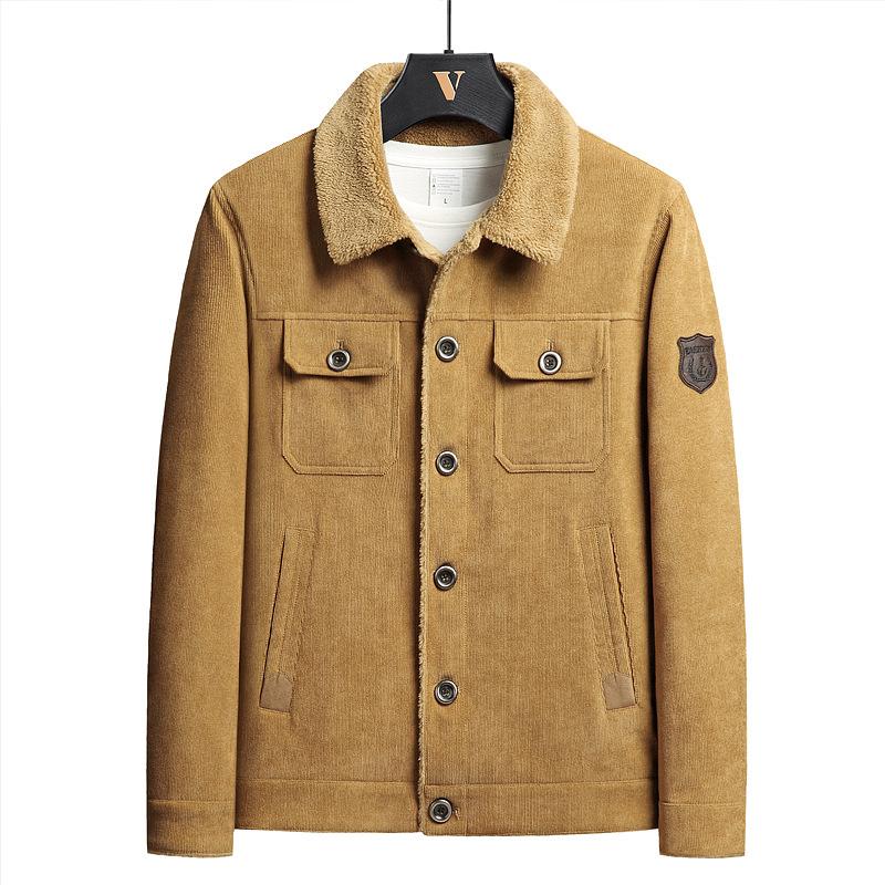 

Зимняя плюшевая и толстая вельветовая куртка для мужской рабочей одежды. Куртка с лацканами в стиле ретро для повседневного свободного покроя хлопчатобумажной куртки среднего возраста. XXXXXL