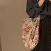 Spring New Retro Style Flower Corduroy Shoulder Messenger Bag Canvas Bag Women's Large-capacity Bag Student Class