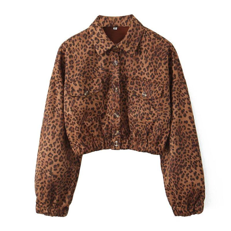

Kaslead New Arrival Women s Clothing Fashion Style Stylish Simple and Versatile Leopard Print Print Short Jacket Cardigan Leopard print L