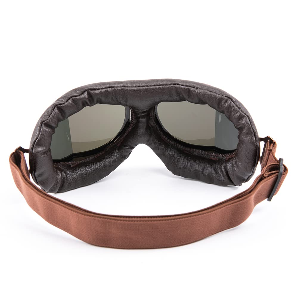 Evomosa Vintage Pilot Style Motorcycle Goggles for and Sand Goggles for and Half Helmets Cruisers, Scooters, Outdoors, Bikes, Racers, Cruisers,